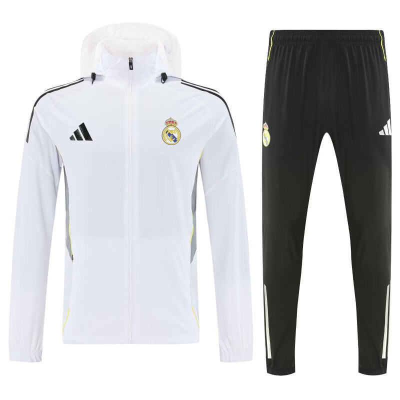 RM Chandal Cortavientos Blanco Gris Con Capucha