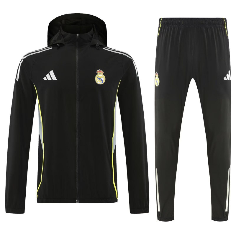 RM Chandal Cortavientos Negro Con Capucha