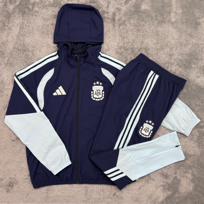 Argentina Chandal Cortavientos Con Capucha Azul 2026